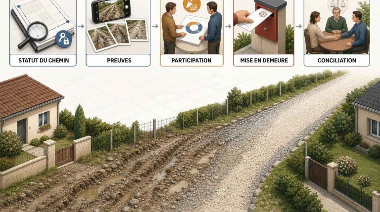 Chemin d&rsquo;accès commun dégradé par un riverain : comment obtenir sa participation aux réparations ?